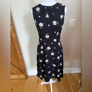 Milky Floral Silk Black Dress